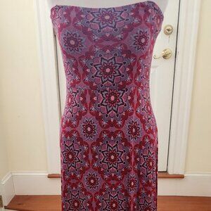 Mudd geometric design, long, strapless, maxi dress